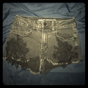 Black American Eagle Jean Cutoff Shorts